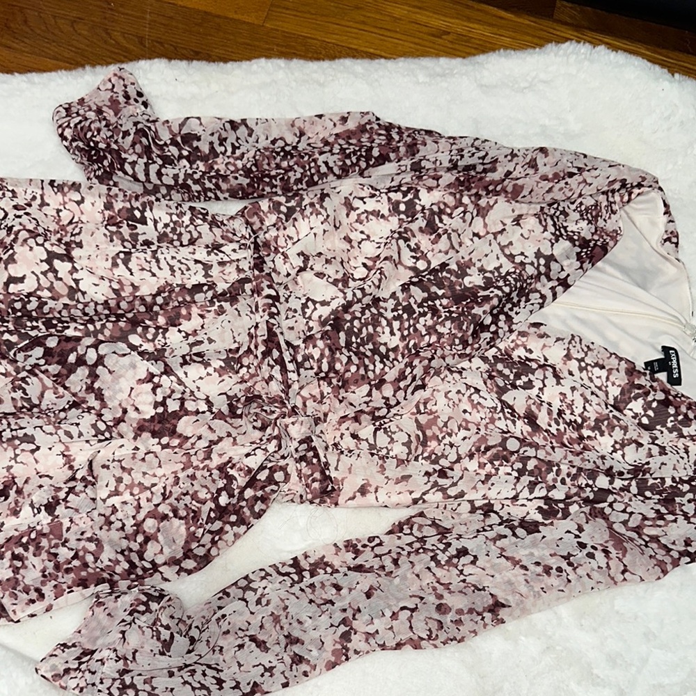 Express Pink and Black Patterned Jumpsuit